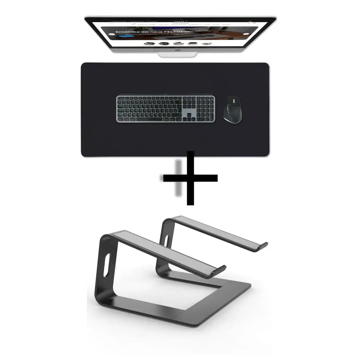 Bundle MATDESK und NOTEUP Schreibtischunterlage und Laptoperhöhung basis ausstattung schreibtisch