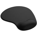 Schwarzes ergonomisches Mauspad mit integrierter Handgelenkauflage. Die weiche Polsterung bietet optimalen Komfort und Unterstützung für das Handgelenk bei längerer Nutzung der Maus.